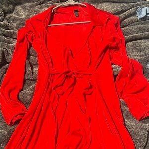Wild Fable Red Off-the-Shoulder Bishop Sleeve Sundress